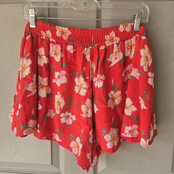 MAJORELLE Manchester Shorts Pink White Floral Ruffle Tie Front High Rise Sz M - Picture 9 of 11